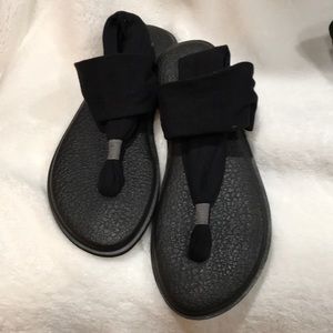 Sanuk Yoga Sling Flip Flop Sandals Black Size 8